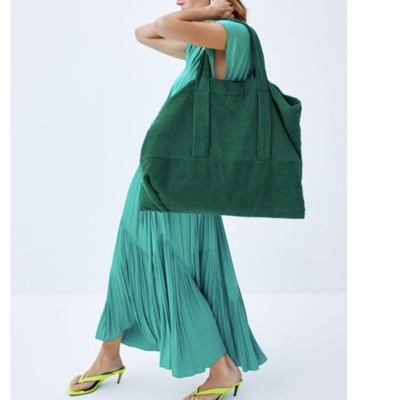 Zara Satin Maxi Skirt in Turquoise - Picture 6 of 12